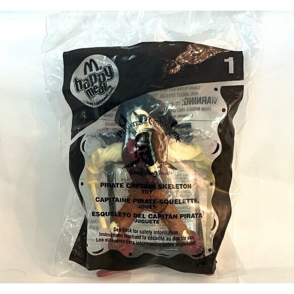 PIRATE CAPTAIN SKELETON Pirates of the Caribbean Movie Toy McDonald’s #1 NEW - Picture 2 of 3